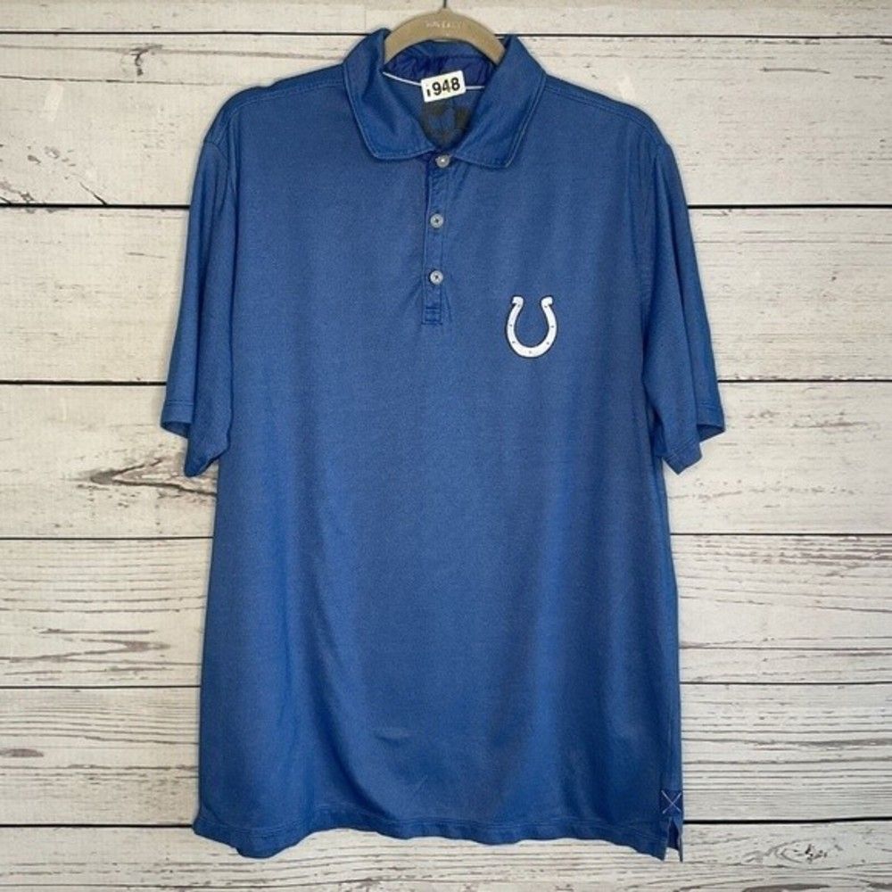 Tommy Bahama Mens Size L Short Sleeve Football Indianapolis Colts NFL Polo Shirt